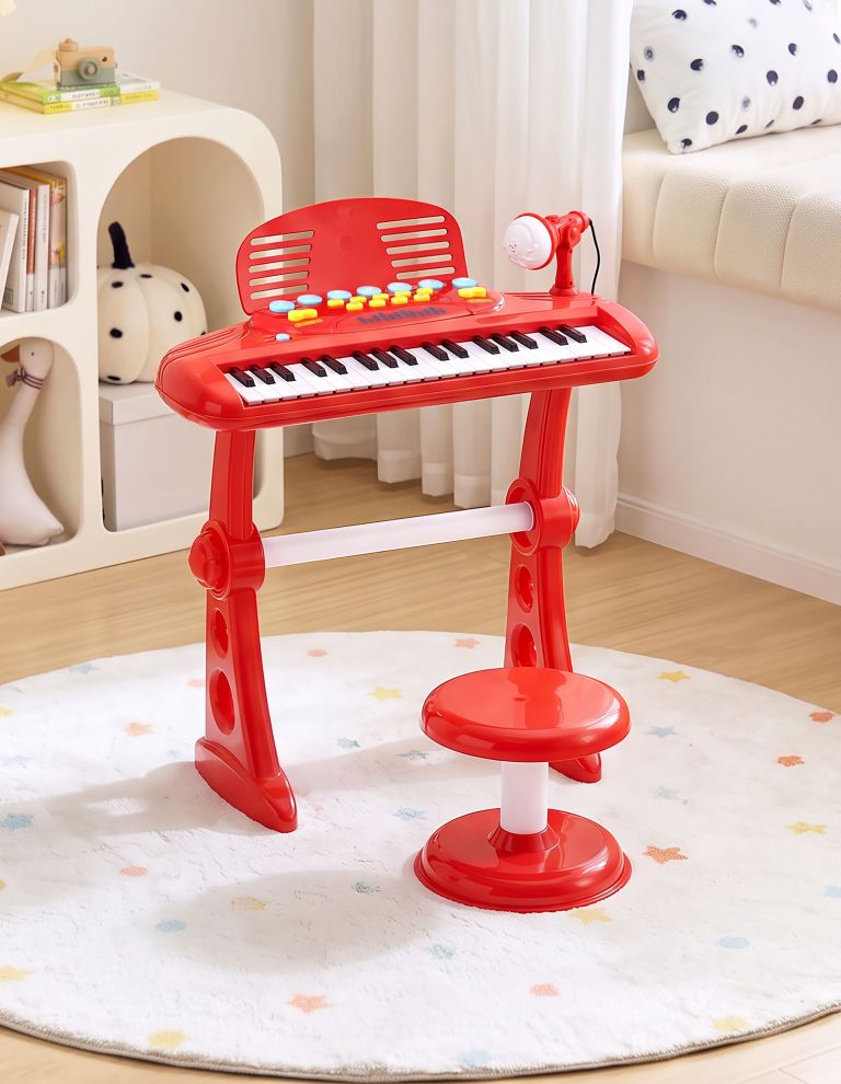 keezi kids piano keyboard 37 keys electronic musical instrument set w/ stool microphone