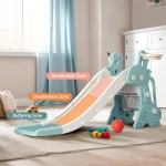 keezi kids slide set basketball hoop ring outdoor playground toy deer 140cm blue