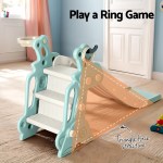 keezi kids slide set basketball hoop ring outdoor playground toy deer 140cm blue