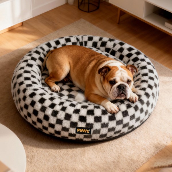 pawz circular plush dog cosy bed calming pet plush bed pawz circular plush dog cosy bed calming pet plush bed