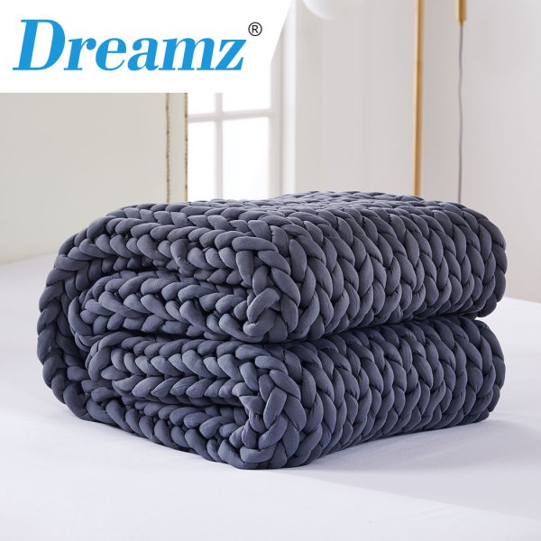 dreamz knitted weighted blanket chunky dark grey double 7kg