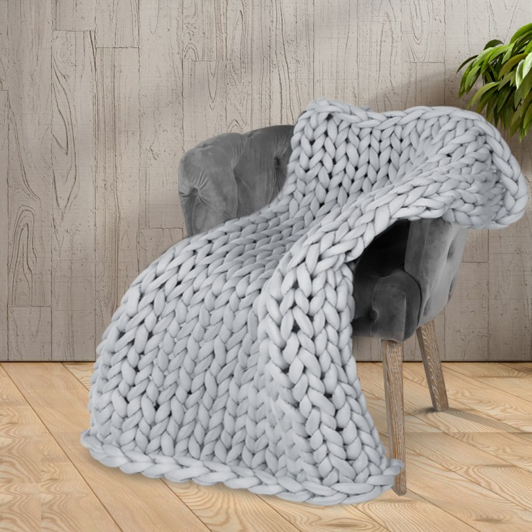 dreamz knitted weighted blanket chunky grey kids dreamz knitted weighted blanket chunky grey kids