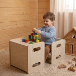 levede kids table and chair set dining adjustable toddler activity desk wood