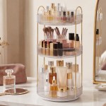 ilus 360� roating makeup organiser vanity countertop shelf cosmetic holder white