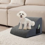 pawz 2 steps pet stairs dog ramp high density foam grey
