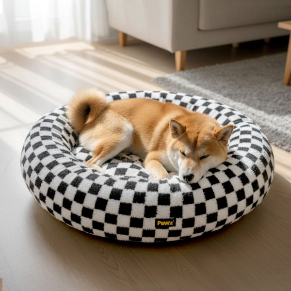 pawz circular plush dog cosy bed calming pet plush bed pawz circular plush dog cosy bed calming pet plush bed
