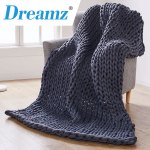 dreamz knitted weighted blanket chunky dark grey double 7kg dreamz knitted weighted blanket chunky dark grey double 7kg