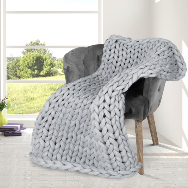 dreamz knitted weighted blanket chunky grey kids