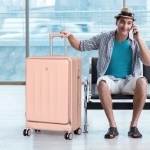 slimbridge 26" luggage trolley travel hard pink