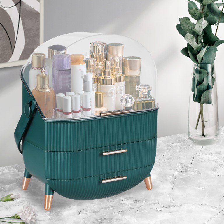makeup storage case cosmetic organiser green