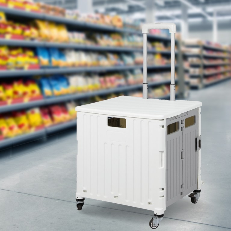 folding shopping trolley cart portable beige