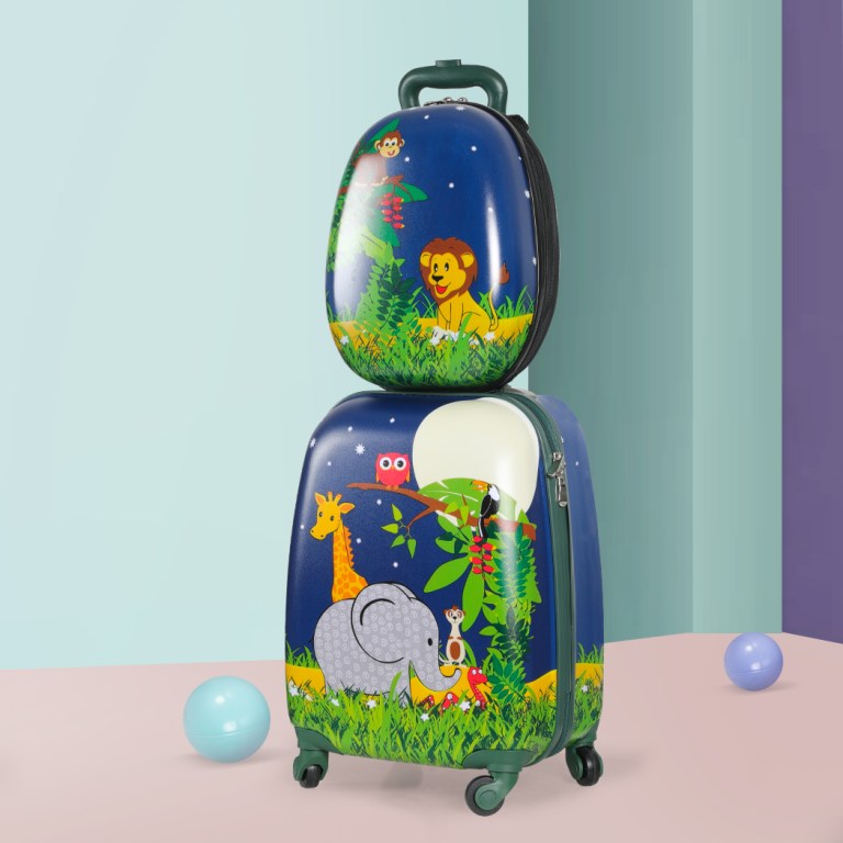bopeep 16''13'' 2pcs kids luggage set jungle