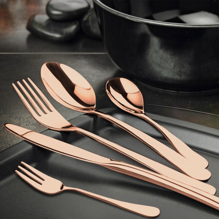 stainless steel cutlery set glossy knife rose gold