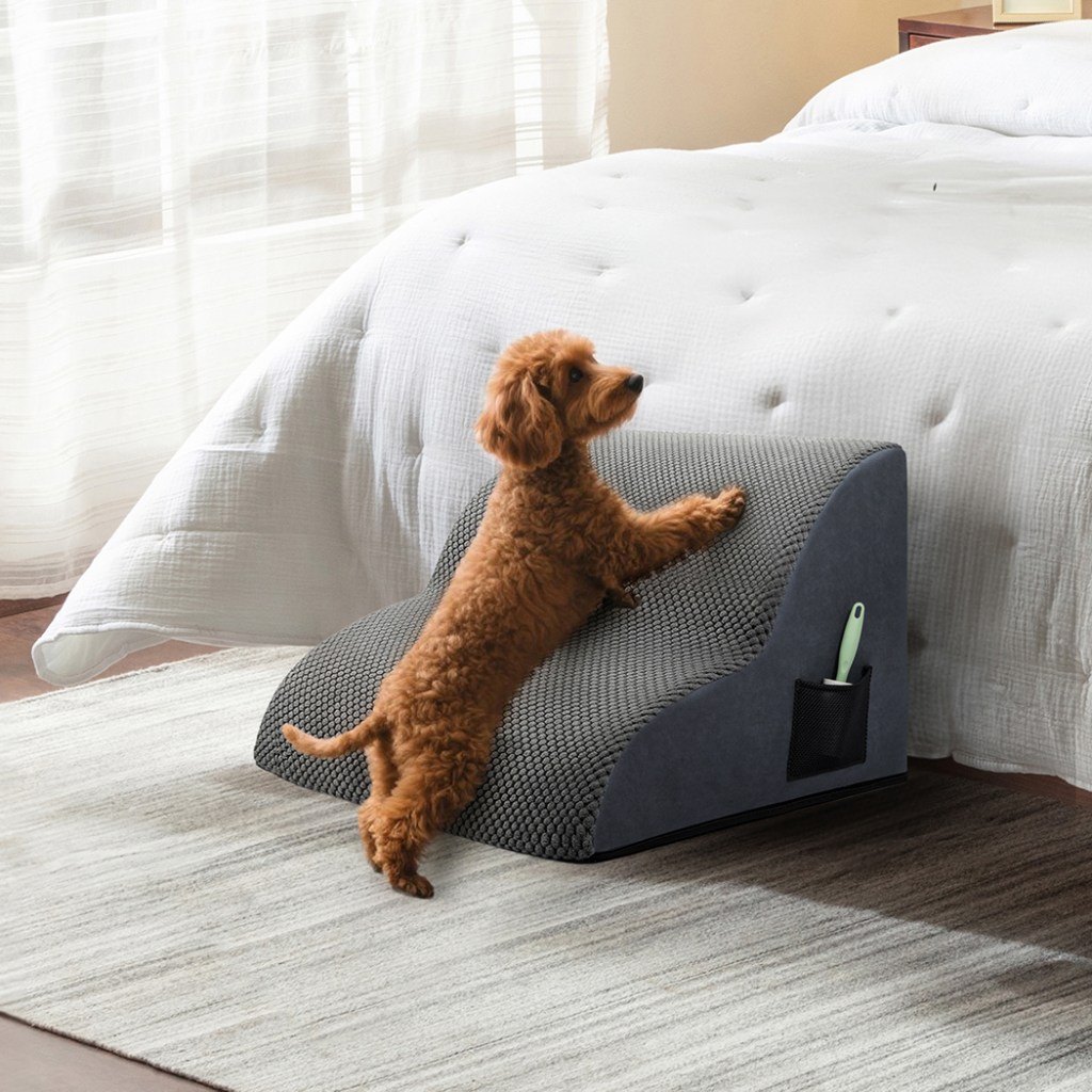 pawz 2 steps pet stairs dog ramp high density foam grey