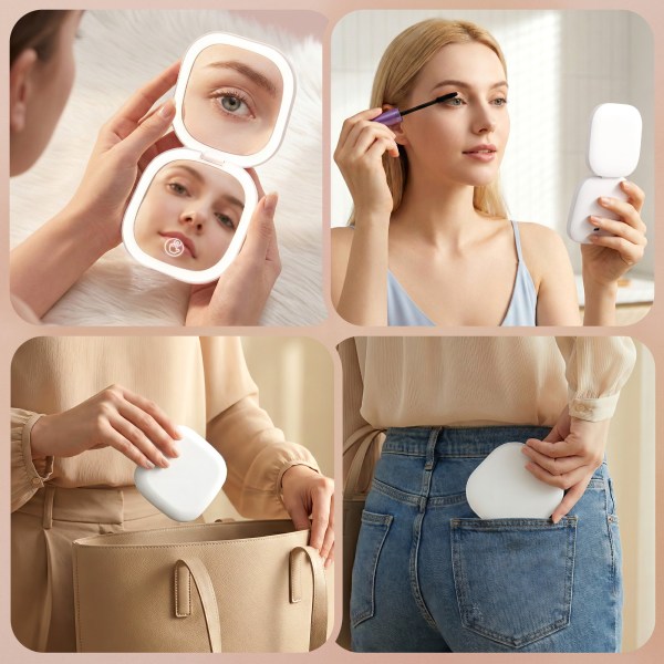 embellir led compact mirror lighted travel makeup mirror pocket sized 1x 10x magnification square white embellir led compact mirror lighted travel makeup mirror pocket sized 1x 10x magnification square white