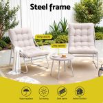 gardeon 3pc outdoor bistro set patio furniture table and chairs steel dining chair khaki gardeon 3pc outdoor bistro set patio furniture table and chairs steel dining chair khaki