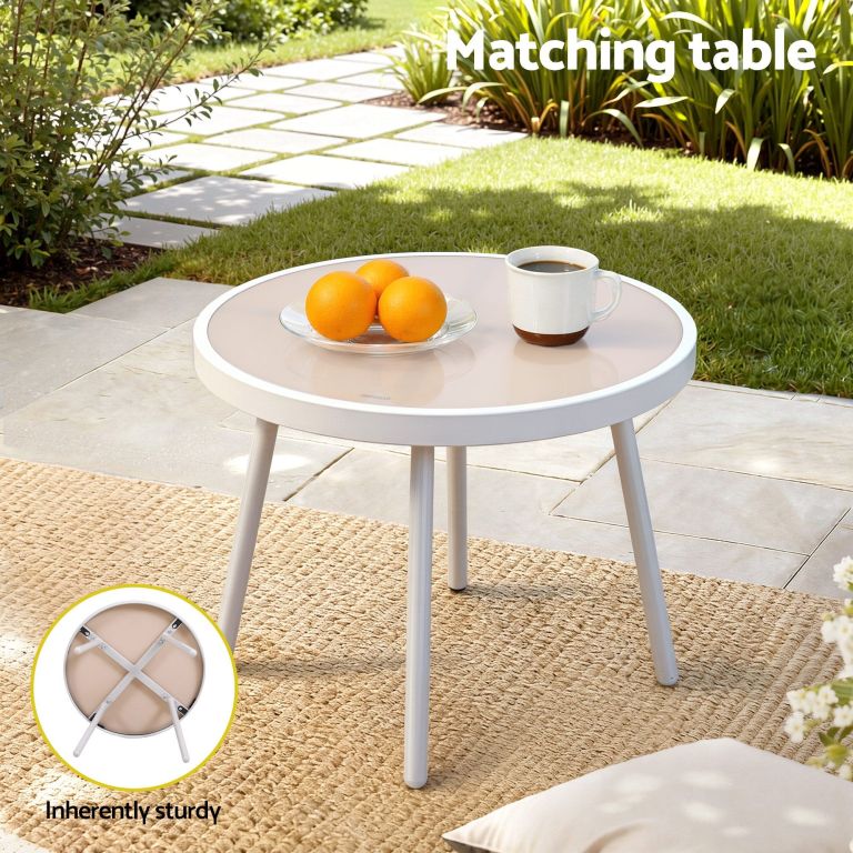 gardeon 3pc outdoor bistro set patio furniture table and chairs steel dining chair khaki gardeon 3pc outdoor bistro set patio furniture table and chairs steel dining chair khaki