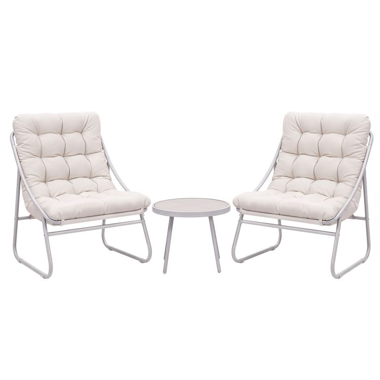 gardeon 3pc outdoor bistro set patio furniture table and chairs steel dining chair khaki gardeon 3pc outdoor bistro set patio furniture table and chairs steel dining chair khaki