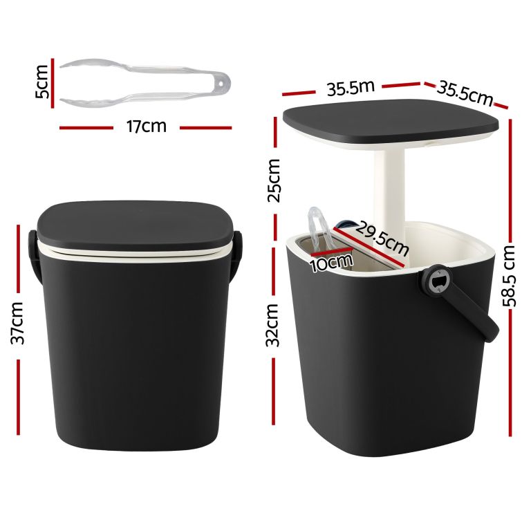 gardeon 2 in 1 outdoor bar table portable wine cooler 15l ice bucket tong black gardeon 2 in 1 outdoor bar table portable wine cooler 15l ice bucket tong black