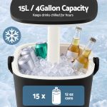 gardeon 2 in 1 outdoor bar table portable wine cooler 15l ice bucket tong black gardeon 2 in 1 outdoor bar table portable wine cooler 15l ice bucket tong black