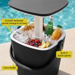 gardeon 2 in 1 outdoor bar table portable wine cooler 15l ice bucket tong black gardeon 2 in 1 outdoor bar table portable wine cooler 15l ice bucket tong black