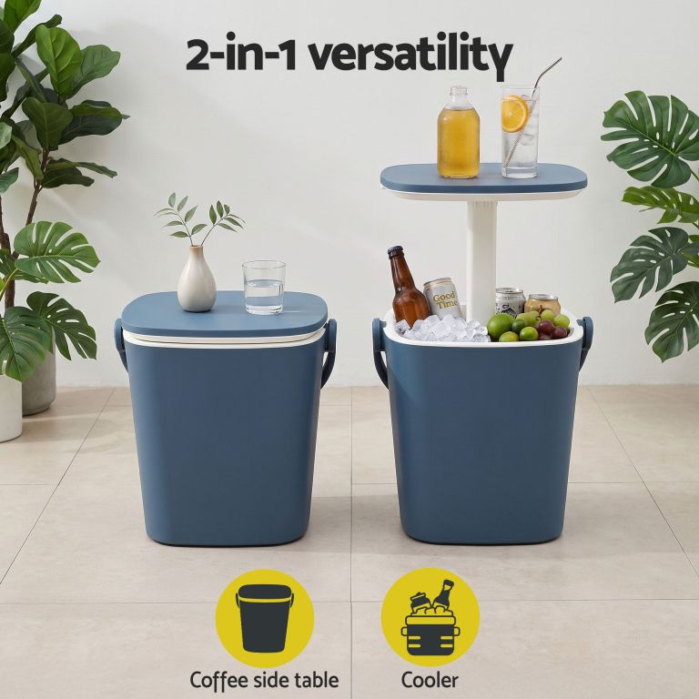 gardeon 2 in 1 outdoor bar table portable ice bucket cooler 15l tong blue gardeon 2 in 1 outdoor bar table portable ice bucket cooler 15l tong blue
