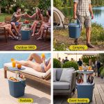gardeon 2 in 1 outdoor bar table portable ice bucket cooler 15l tong blue gardeon 2 in 1 outdoor bar table portable ice bucket cooler 15l tong blue