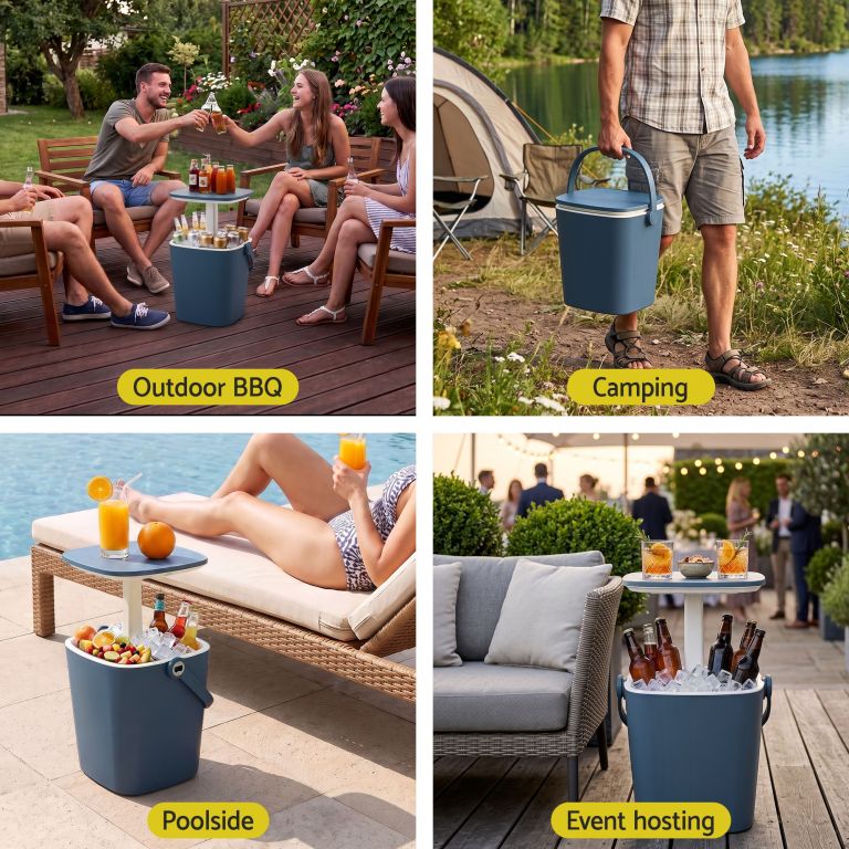 gardeon 2 in 1 outdoor bar table portable ice bucket cooler 15l tong blue gardeon 2 in 1 outdoor bar table portable ice bucket cooler 15l tong blue