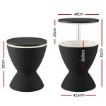 gardeon outdoor bar table portable ice bucket cooler 30l adjustable top black