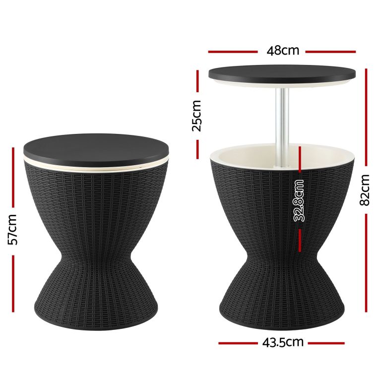gardeon outdoor bar table portable ice bucket cooler 30l adjustable top black