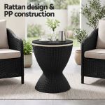gardeon outdoor bar table portable ice bucket cooler 30l adjustable top black