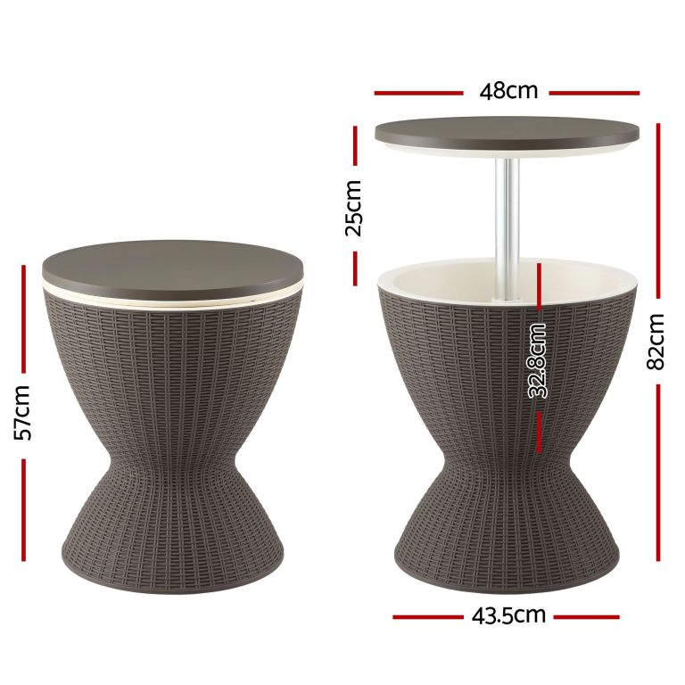 gardeon outdoor bar table portable ice bucket cooler 30l adjustable top brown gardeon outdoor bar table portable ice bucket cooler 30l adjustable top brown