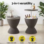 gardeon outdoor bar table portable ice bucket cooler 30l adjustable top brown gardeon outdoor bar table portable ice bucket cooler 30l adjustable top brown