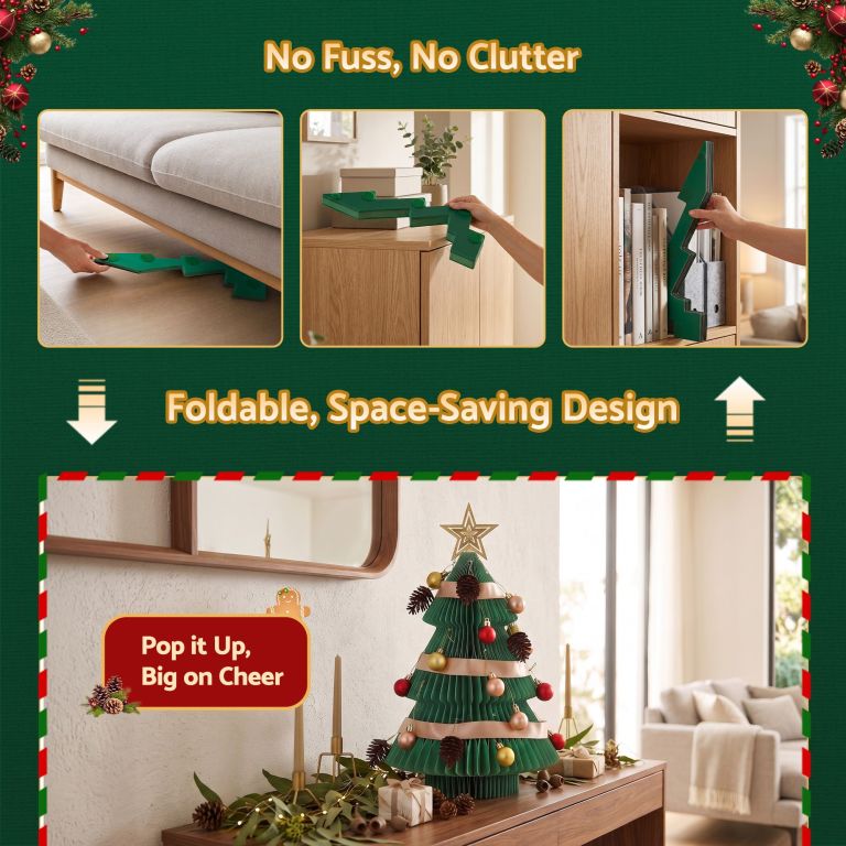 jingle jollys paper christmas tree 47cm w/ star topper xmas decor tabletop green diy ornament set jingle jollys paper christmas tree 47cm w/ star topper xmas decor tabletop green diy ornament set