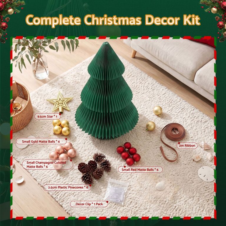 jingle jollys paper christmas tree 47cm w/ star topper xmas decor tabletop green diy ornament set jingle jollys paper christmas tree 47cm w/ star topper xmas decor tabletop green diy ornament set