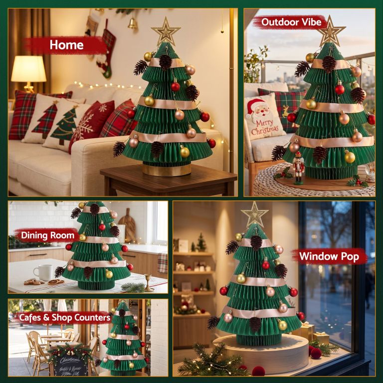 jingle jollys paper christmas tree 47cm w/ star topper xmas decor tabletop green diy ornament set jingle jollys paper christmas tree 47cm w/ star topper xmas decor tabletop green diy ornament set