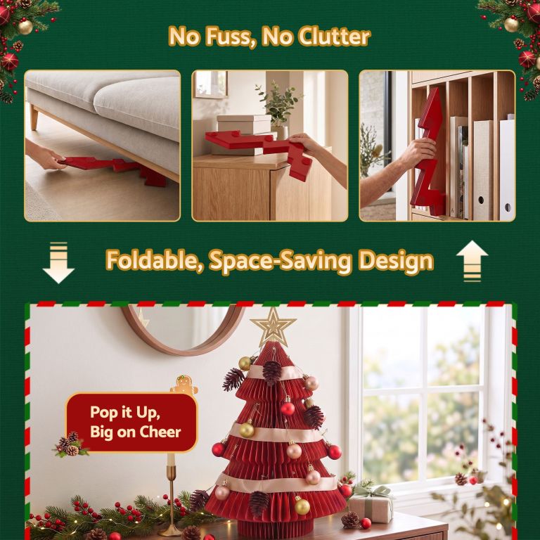 jingle jollys paper christmas tree 47cm w/ star topper xmas decoration tabletop red diy ornament set jingle jollys paper christmas tree 47cm w/ star topper xmas decoration tabletop red diy ornament set