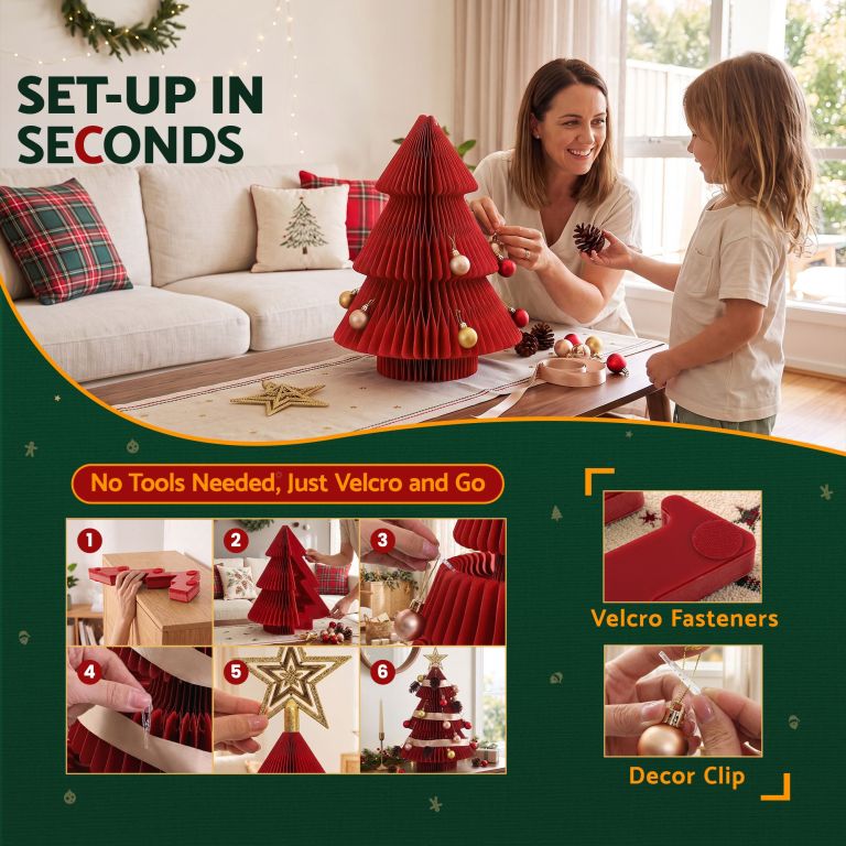 jingle jollys paper christmas tree 47cm w/ star topper xmas decoration tabletop red diy ornament set jingle jollys paper christmas tree 47cm w/ star topper xmas decoration tabletop red diy ornament set