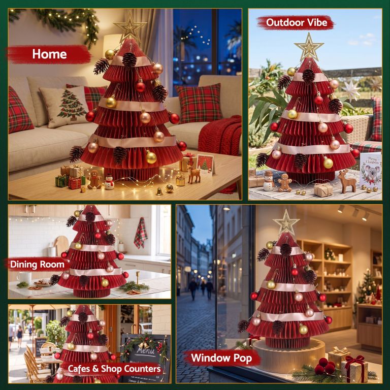 jingle jollys paper christmas tree 47cm w/ star topper xmas decoration tabletop red diy ornament set jingle jollys paper christmas tree 47cm w/ star topper xmas decoration tabletop red diy ornament set