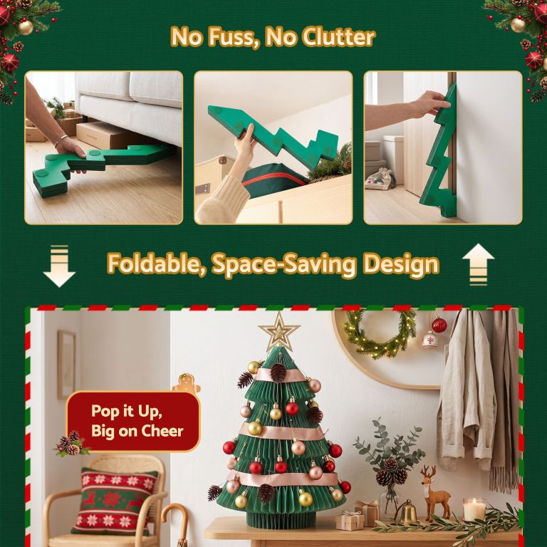 jingle jollys paper christmas tree 61 cm w/ star topper xmas decor tabletop green diy ornament set jingle jollys paper christmas tree 61 cm w/ star topper xmas decor tabletop green diy ornament set