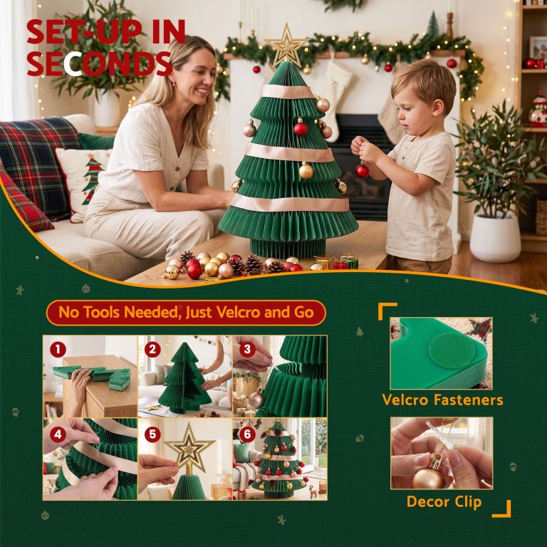 jingle jollys paper christmas tree 61 cm w/ star topper xmas decor tabletop green diy ornament set jingle jollys paper christmas tree 61 cm w/ star topper xmas decor tabletop green diy ornament set