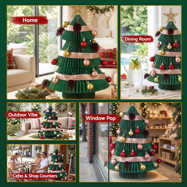 jingle jollys paper christmas tree 61 cm w/ star topper xmas decor tabletop green diy ornament set jingle jollys paper christmas tree 61 cm w/ star topper xmas decor tabletop green diy ornament set
