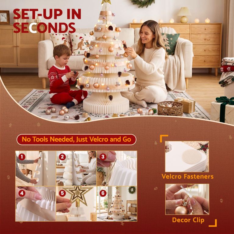 jingle jollys paper christmas tree 114cm w/ star topper leds xmas decorations kit home office white jingle jollys paper christmas tree 114cm w/ star topper leds xmas decorations kit home office white