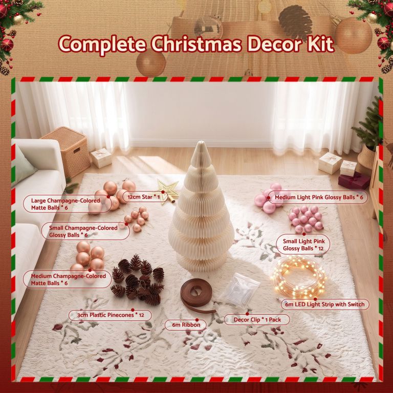 jingle jollys paper christmas tree 114cm w/ star topper leds xmas decorations kit home office white jingle jollys paper christmas tree 114cm w/ star topper leds xmas decorations kit home office white