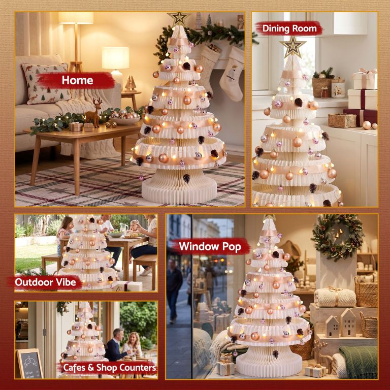 jingle jollys paper christmas tree 114cm w/ star topper leds xmas decorations kit home office white jingle jollys paper christmas tree 114cm w/ star topper leds xmas decorations kit home office white