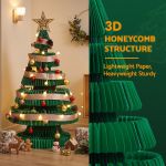 jingle jollys paper christmas tree 87cm w/ star topper leds xmas decorations kit home office green