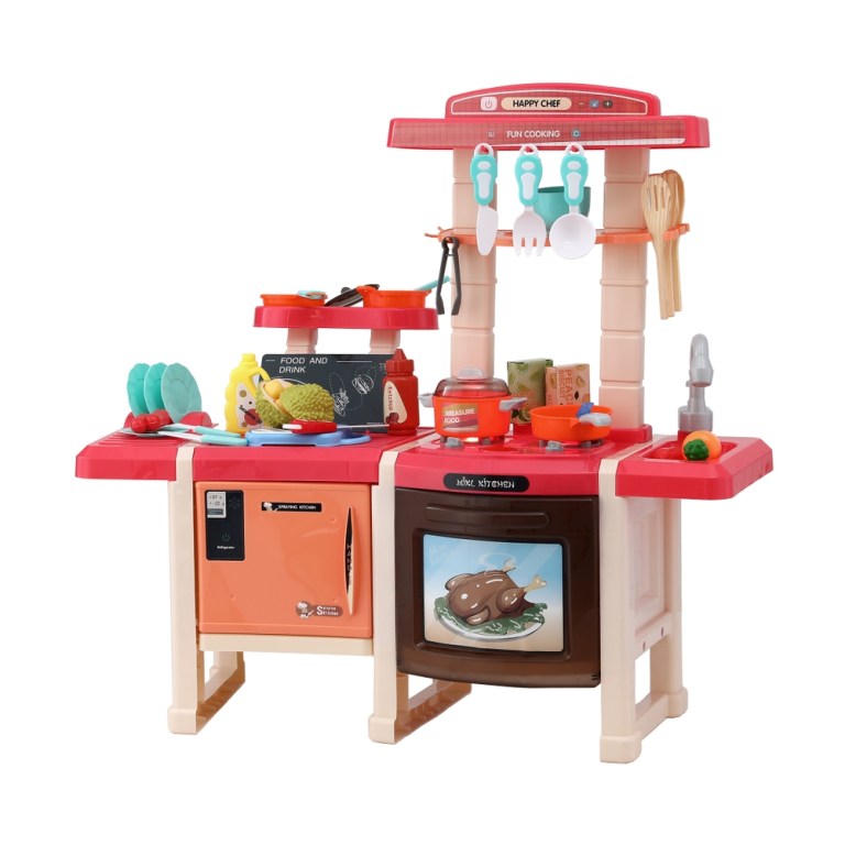 keezi kids kitchen pretend play set cooking sound steam light function