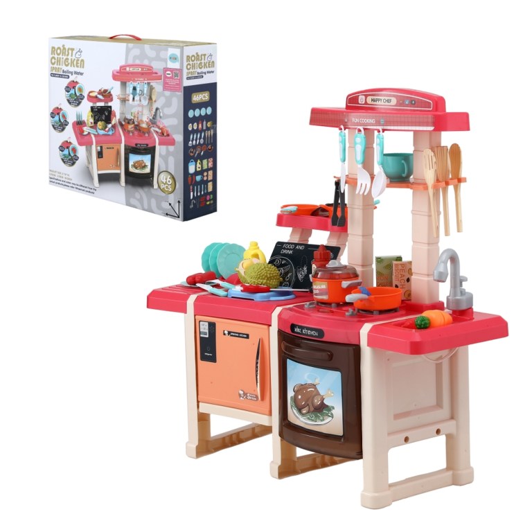 keezi kids kitchen pretend play set cooking sound steam light function