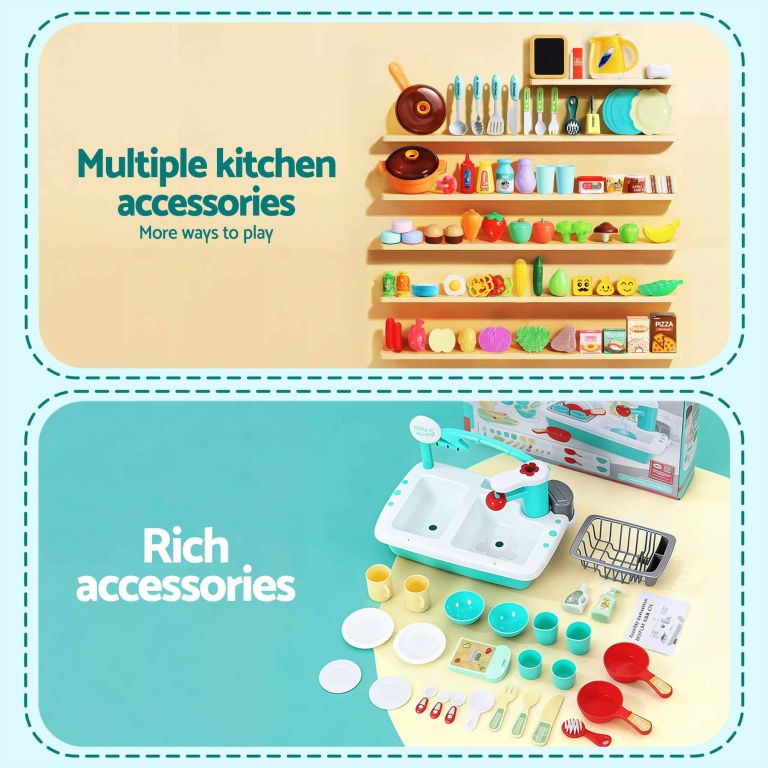 keezi 2 piece kids pretend kitchen and washing playset sink toys