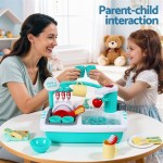 keezi kids kitchen play set play pretend sink dishwasher toys green